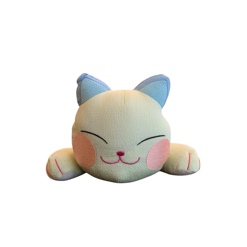 Manekiya Chirimen Japanese Maneki Neko Lucky Cat Plush 14" Cream Stuffed Animal